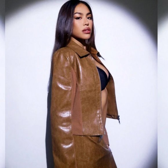 SHEIN | ICON Zip Up PU Leather Jacket (Size M) - Picture 3 of 10